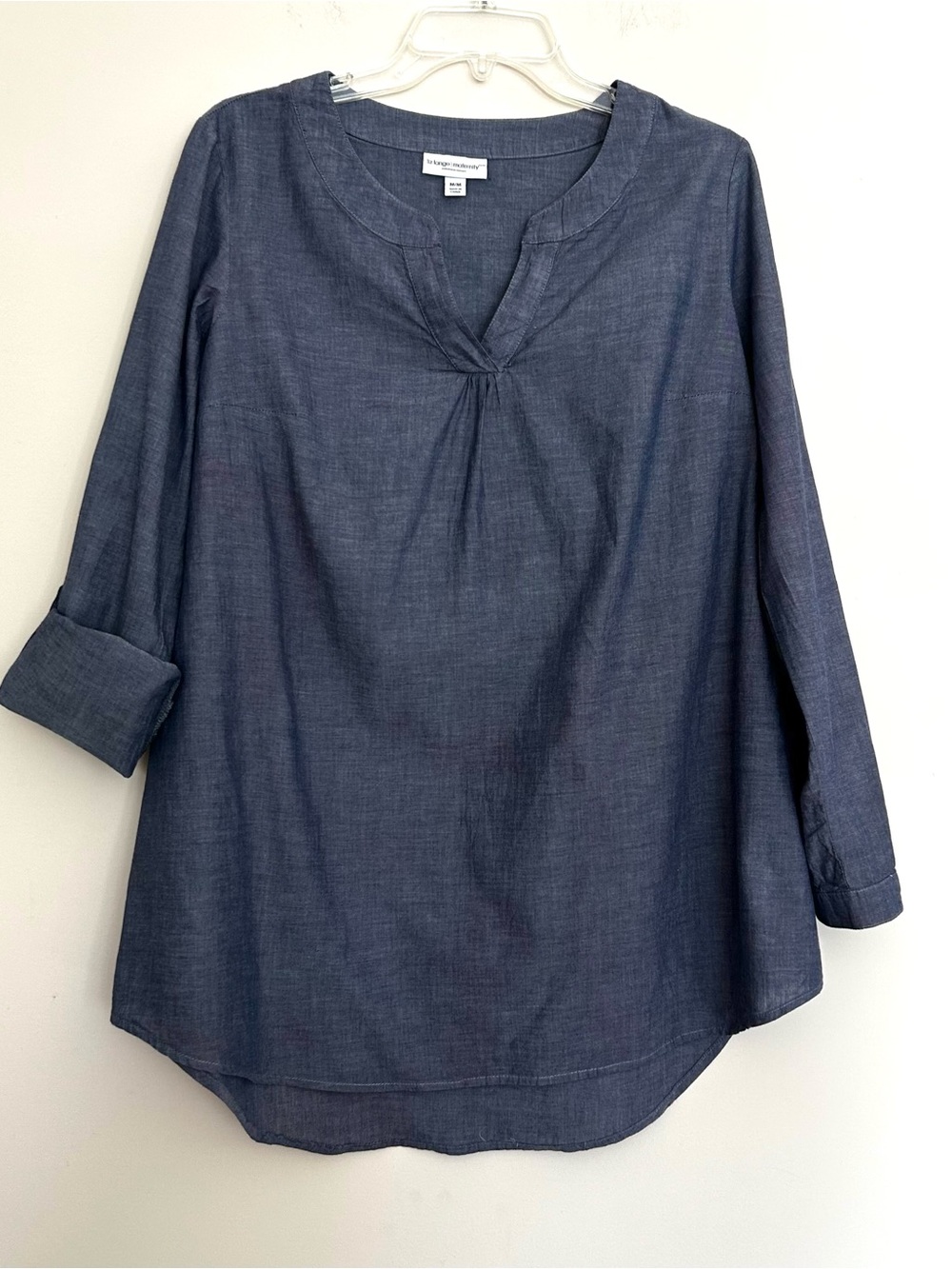 Liz Lange Maternity Women’s Navy Blue V-Neck Tunic Top Adjustable Sleeves